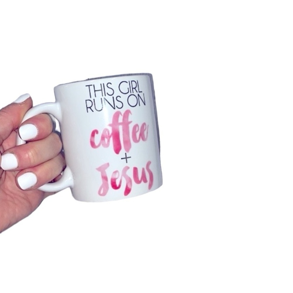 This girl runs on coffee and Jesus coffee mug
